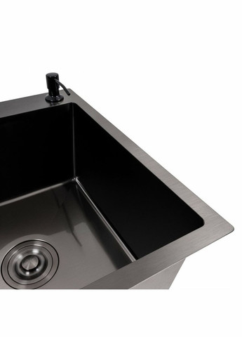 Комплект кухонной мойки CM 65*50 R черная PVD Handmade (3,0/0,8) Valeso (336932428)