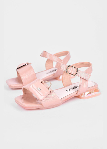 Розовые босоножки детские для девочки светло-розового цвета Let's Shop с бантом