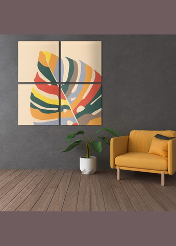 Модульная картина из четырех частей Color Leaf 153x153 см (MK423206) Malevich Store (333339090)