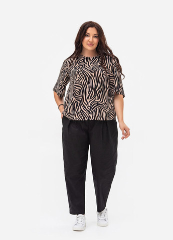 Коричнева блуза mira коричневий +принт зебра Garne