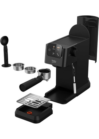 Кофеварка рожковая 1.1л, молотая, ручной капучинатор, подогрев чашек, авторецептов - 2, дисплей, черный BEKO (360401699)