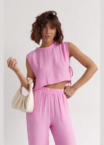 Літній жіночий костюм із брюками та топом із зав'язками - зелений колір M (sku_9472) No Brand (327820286)