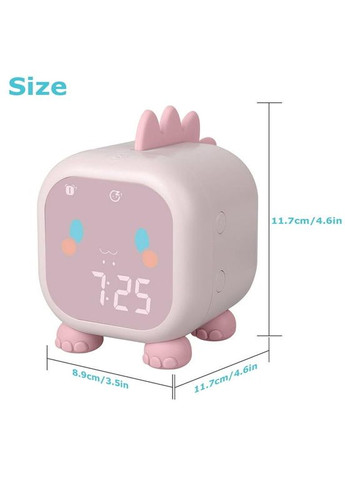 Детские часы с будильником Динозаврик, перезаряжаемый ночник с сенсорным управлением Розовий Clockhouse (300583406)