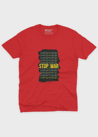 Красная летняя мужская футболка с патриотическим принтом top war s (ts001-5-sre-005-1-118-f) Modno