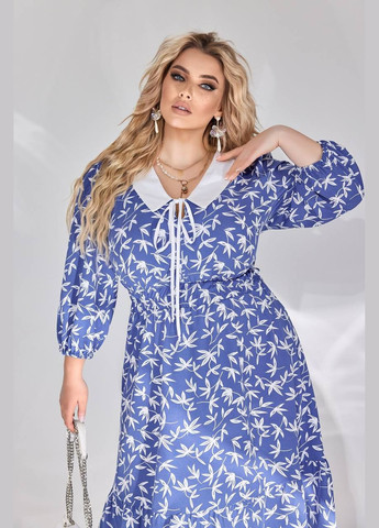 Синее женское свободное платье из софта цвет синий р.50/52 450395 New Trend