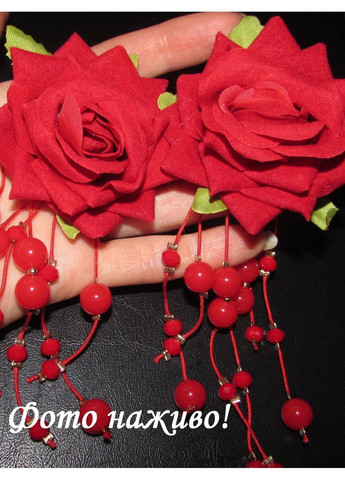 Великі довгі сережки квіти троянди з калиною, 1651 No Brand (366891472)