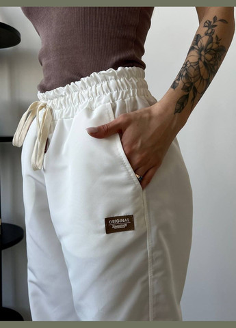 Качественные белые штаны карго с двумя карманами из качественной турецкой ткани, штаны карго на резинке и манжетах No Brand 530-1 (290999221)