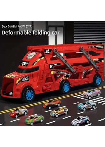 Іграшковий автовоз з 6 машинками, пусковим механізмом та треком, пластиковий набір для дітей від 3 років No Brand (364191266)