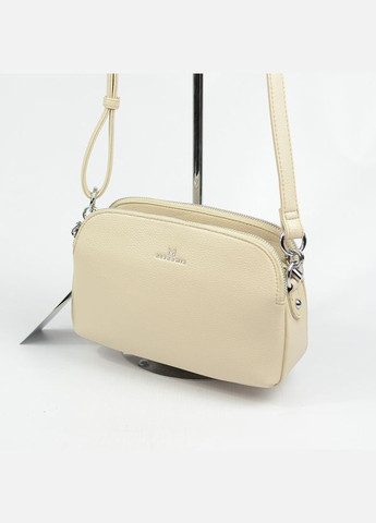 Бежева жіноча маленька сумка крос боді клатч через плече на три відділення No Brand (279830275)