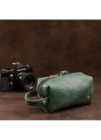 Шкіряна косметичка унісекс 11571 Зелений Grande Pelle (394613058)