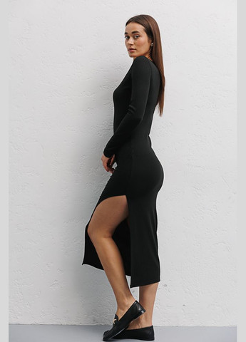 Чорна трикотажне плаття міді Arjen