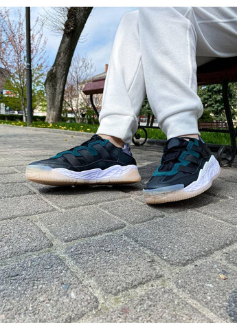 Сірі Осінні кросівки чоловічі adidas niteball white black green адідас найтбол No Brand