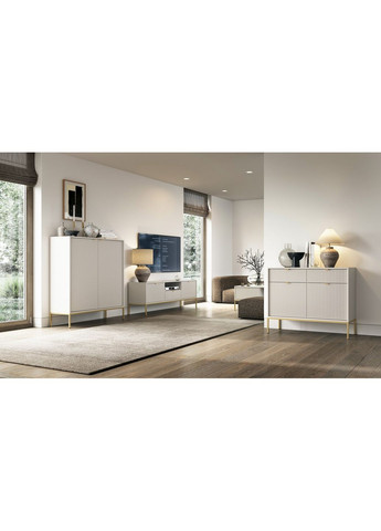 Стіл журнальний Нова / Nova з 2 шухлядами та золотими ніжками L104 Кашемір (PFH-091259) Perfect Home (368662990)