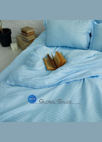Двоспальна страйп-Сатин постільна білизна Небесна 180*220см Calipso (316632426)