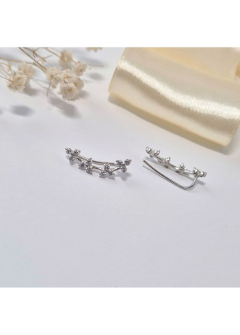 Срібні сережки каффи Гілочка з камнями срібло 925 проби Родоване лк0439р 1.57г Nobrand (364653511)