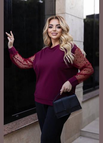 Жіночий костюм двійка кофта з сітчастими рукавами та брюки середньої посадки MonCher (340979652)