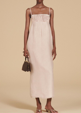 Пудровое вечернее платье Zara с цветочным принтом