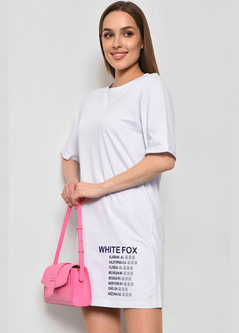 Туника женская из ткани лакоста белого цвета Let's Shop (290981393)