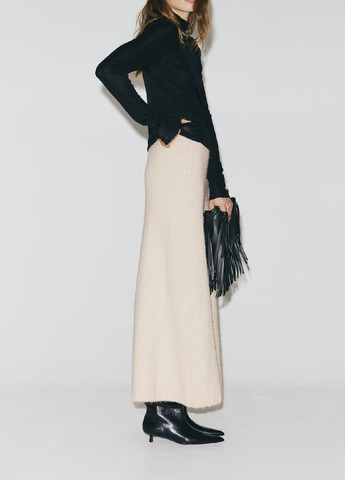 Молочная кэжуал однотонная юбка H&M