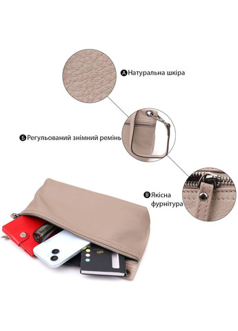 Сумка крос-боді через плече жіноча з натуральної шкіри Сірий 38272 Vintage (355245258)