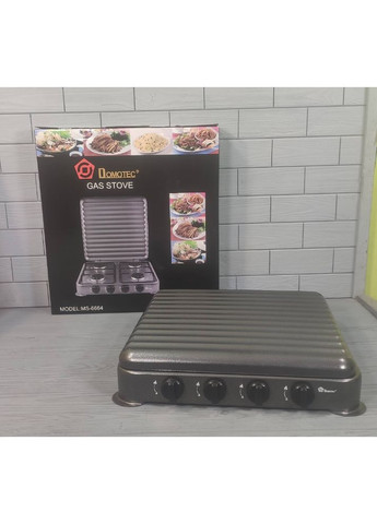 настольная газовая плита на 4 конфорки под баллонный газ 49,5х49,5х9 см ms-6604 grey Domotec