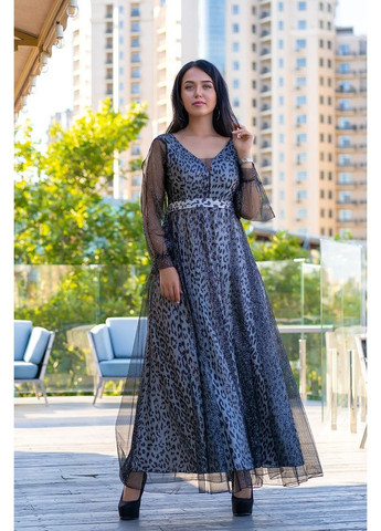 Срібна вечірня сукня сітка люрекс 9147 срібна Tanita-Romario