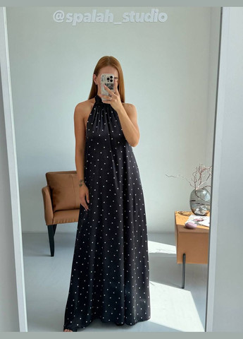 Чорно-білий вечірня жіноча сукня максі з шовку з відкритою спинкою з відкритою спиною MonCher