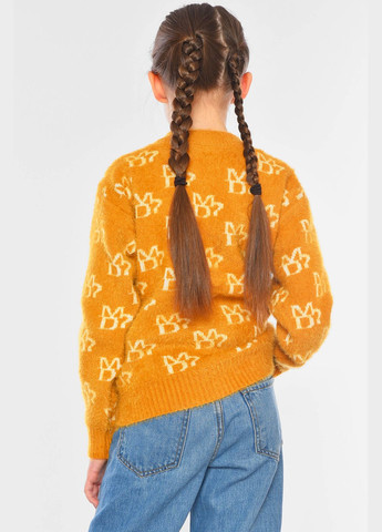 Гірчичний зимовий светр дитячий для дівчинки гірчичного кольору пуловер Let's Shop