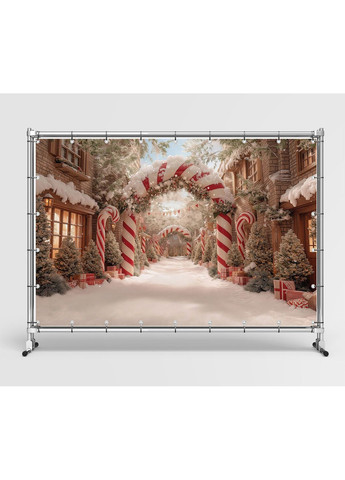 Фотозона Засніжена вулиця з карамельними тростинами – №46569 Vinylpex (369929997)