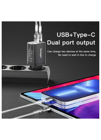 Зарядное устройство (ECTPQS-ZTB01) Essager 1xUSB + 1xUSB-C PD30W black (369878767)