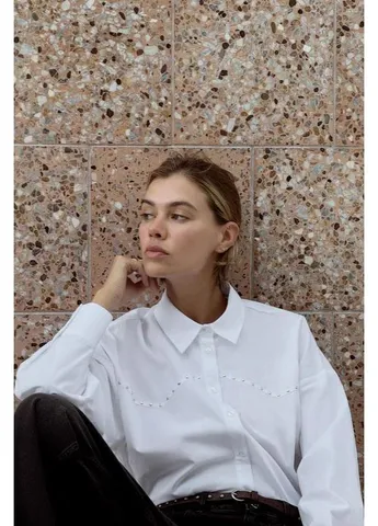 Поплінова сорочка оверсайз із заклепками Zara (352767209)