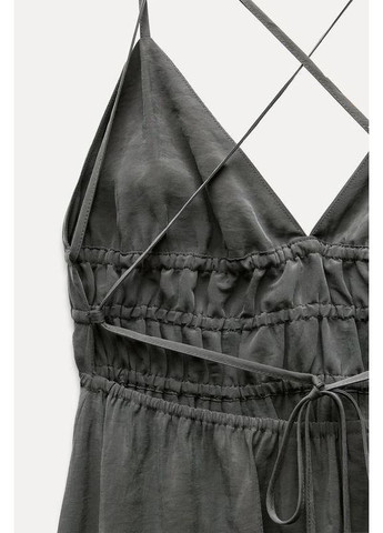 Сіра сукня з перехрещеними бретелями Zara