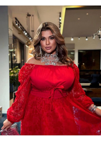 Красное праздничный, коктейльное, вечернее платье нереальной красоты с кружевными вставками 💫💫💫 с юбкой-солнце Україна однотонное