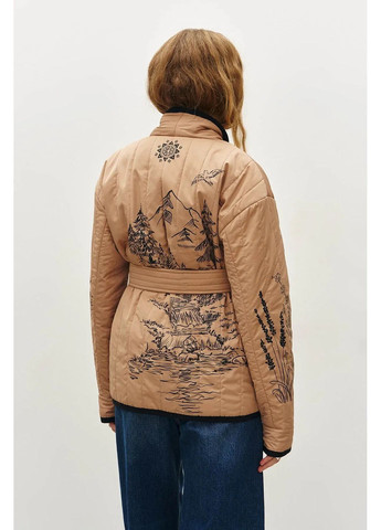Бежева демісезонна куртка-кімоно з принтом, колір бежевий Rica Mare