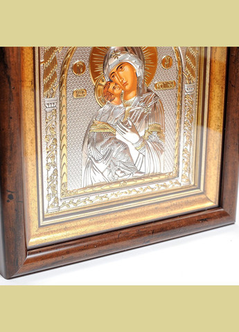 Серебряная Икона Владимирская Богородица 30,5х28,5см в прямоугольном киоте под стеклом Silver Axion (266266114)