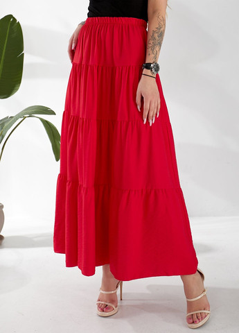 Льняна спідниця-максі кльош з воланом No Brand (332813617)