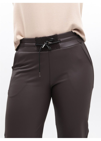 Штани жіночі з екошкіри коричневі утеплені на флісі прямі Adorati Пряма (369668895)