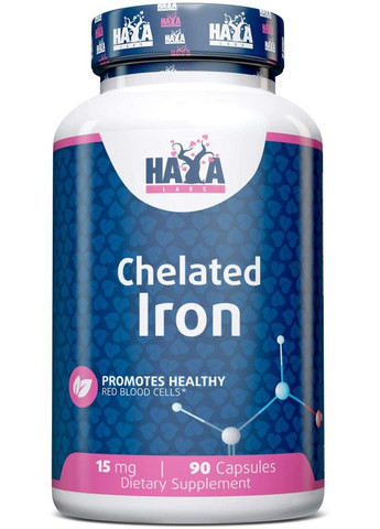 Железо Chelated Iron 15 mg 90 caps Haya Labs (293508841)