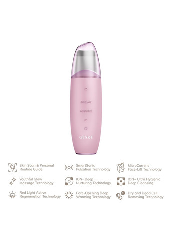 Мікрострумовий скрабер для шкіри та усунення чорних точок MicroCurrent Skin Scrubber&Blackhead Remover 9в1 pink GESKE (341526164)