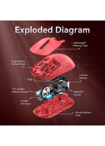 Ігрова бездротова миша X6 Red з зарядною станцією ATTACK SHARK (370202801)