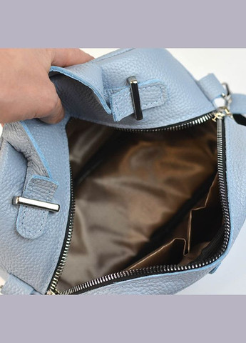 Голубая кожаная маленькая женская сумочка кросс боди с ручкой на молнии Serebro (322846282)
