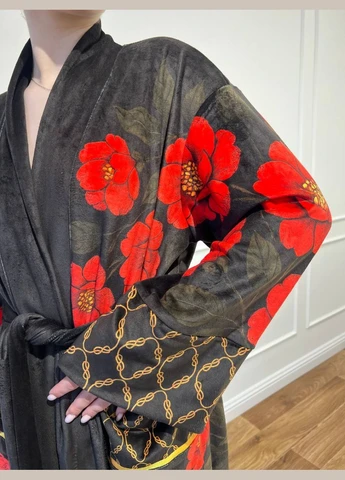 Кимоно женское из плюшевого велюра Red Camellia 29452 M FlexDress (336544438)