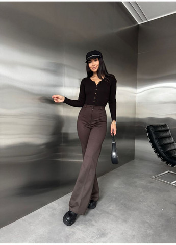 Жiночi теплi класичнi брюки коричневого кольору 35774 Fashion (366883452)