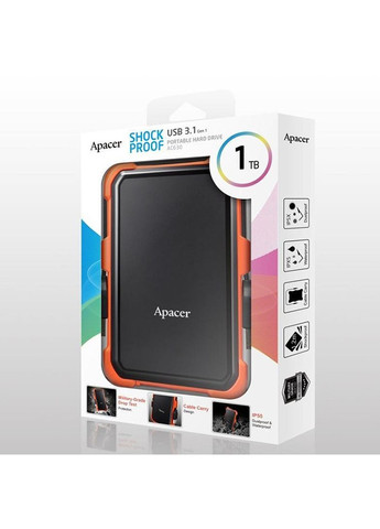Внешний жесткий диск PHD External 2.5'' USB 3.1 1TB Orange (цветная коробка) (AP1TBAC630T-1) Apacer AC630 (357472547)