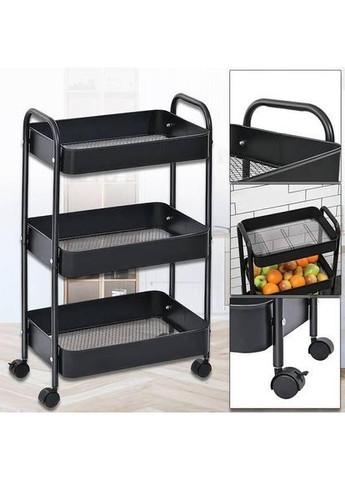 Мобільна полиця для кухні, ванної та вітальні пластик + метал 3 яруси No Brand (349829210)