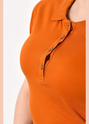 Оранжевая летняя футболка женская поло терракотового цвета Let's Shop