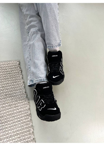 Чорні Осінні кросівки чоловічі nike air more uptempo 96 black white найк аір мор аптемпо No Brand