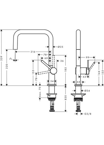 Смеситель для кухонной мойки Talis 72806800 Hansgrohe (314973743)