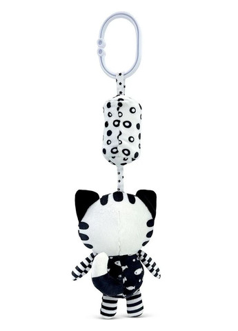 Игрушка-подвеска с ветряным колокольчиком Котик для коляски, кроватки, автокресла Черно-белая 0+ No Brand (347645593)