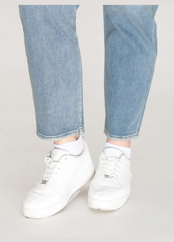 Джинсы женские грязно-синие МОМ прямые со стрейчем большой размер Мom regular Cracpot - (322999540)